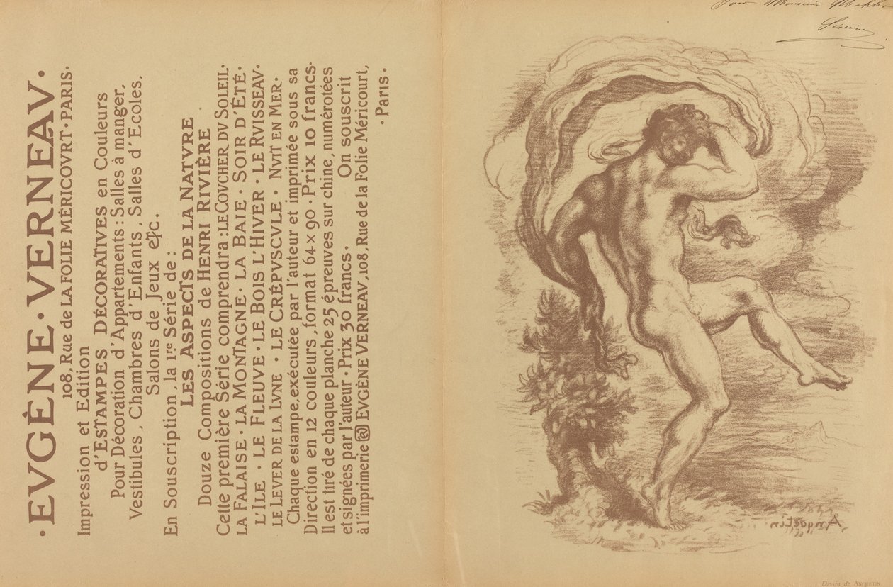 Nudo Danzante e Pubblicità per le Estampes Décoratives di Eugène Verneau [verso] da Louis Anquetin
