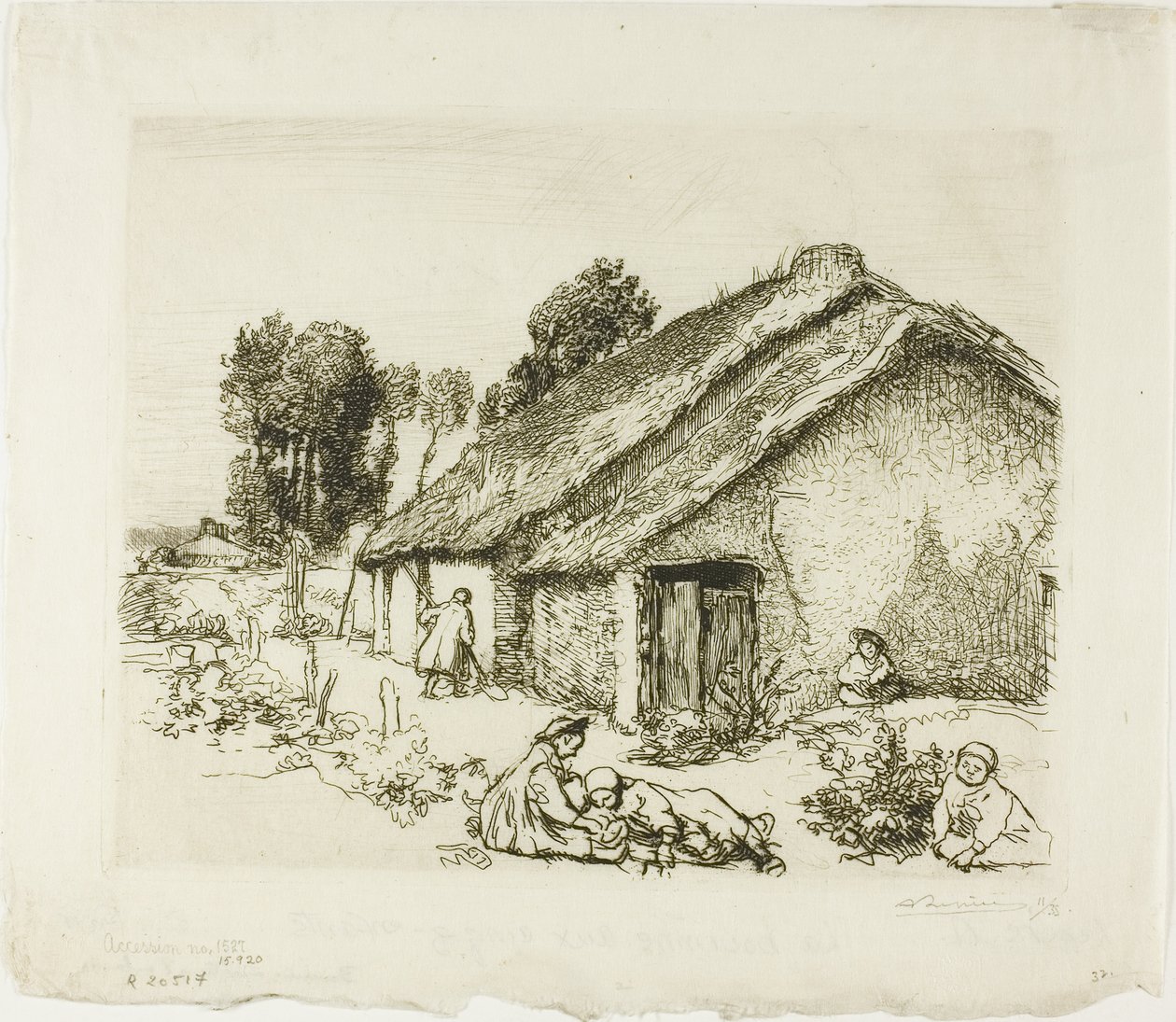 Cottage con cinque bambini da Louis Auguste Lepère