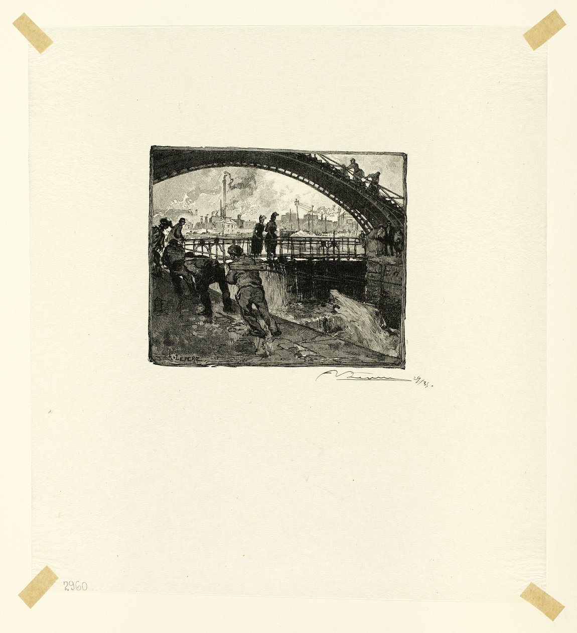Chiusa del Canal Saint-Martin, sesta tavola da Le Long de la Seine et des Boulevards da Louis Auguste Lepère