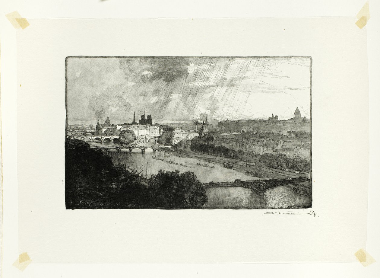 Parigi, vista dal Pavillon de Flore, undicesima tavola da Le Long de la Seine et des Boulevards da Louis Auguste Lepère