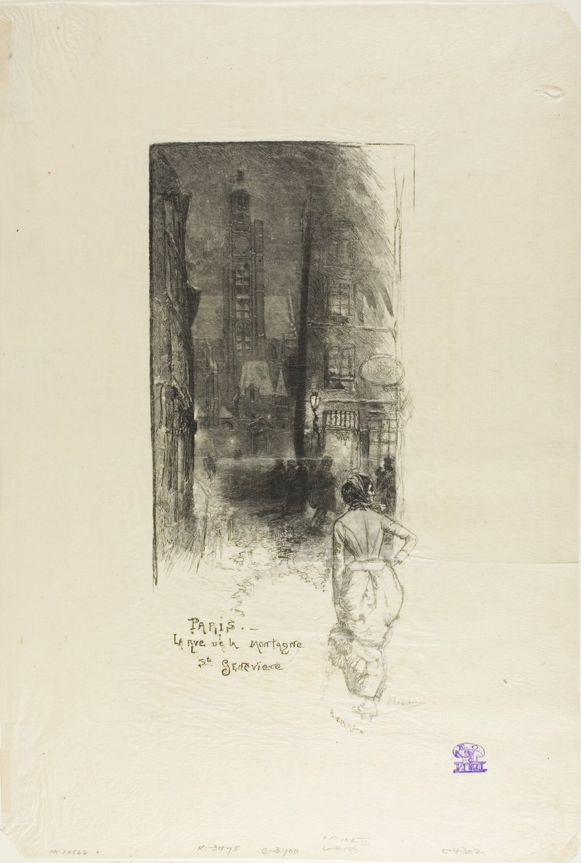 Parigi: la Rue de la Montagne-Ste-Geneviève da Louis Auguste Lepère