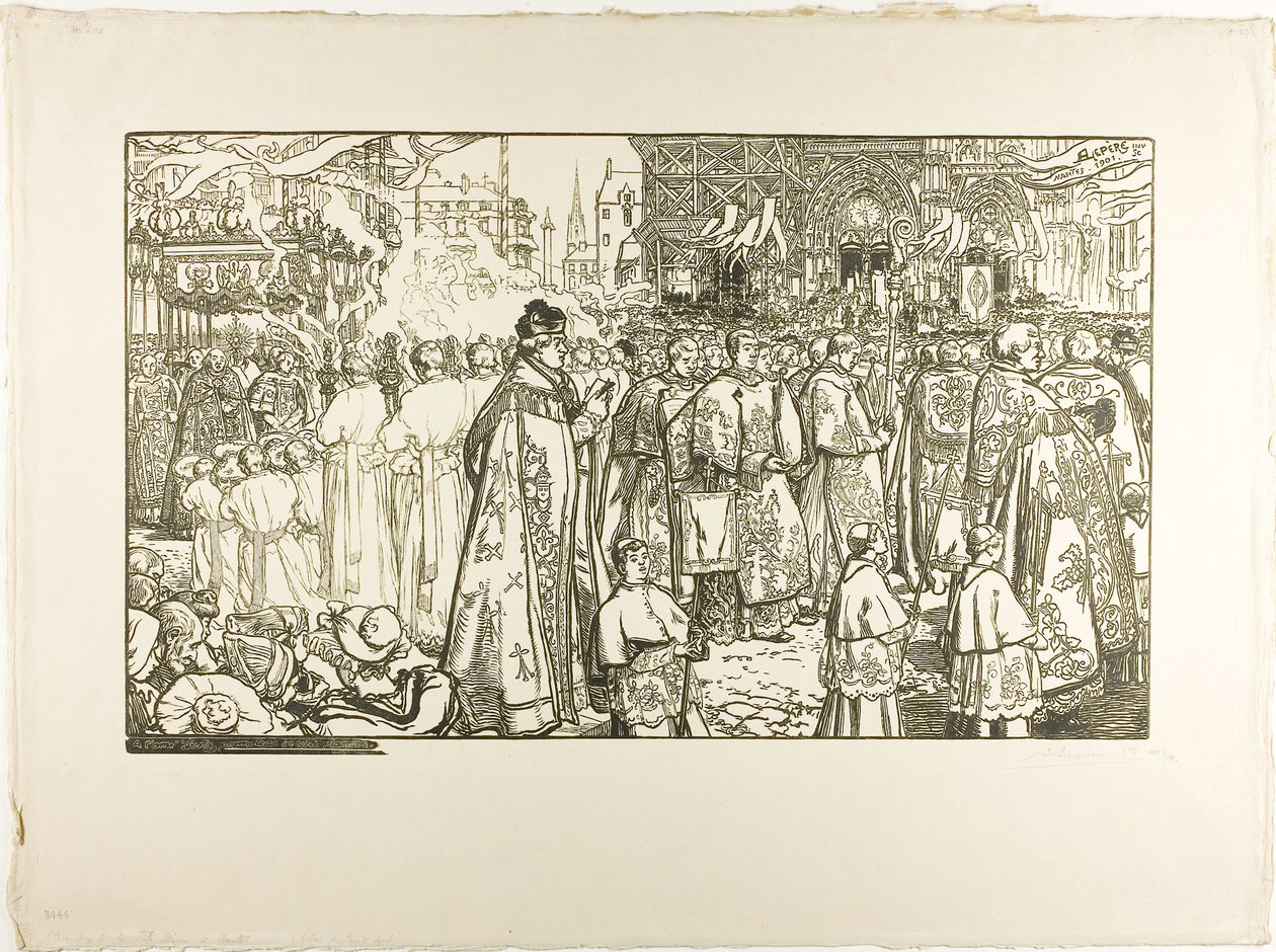 La processione del Corpus Domini, Nantes da Louis Auguste Lepère
