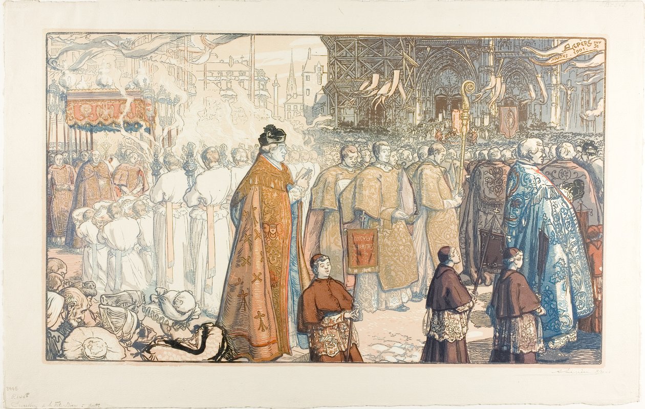 La processione del Corpus Domini, Nantes da Louis Auguste Lepère