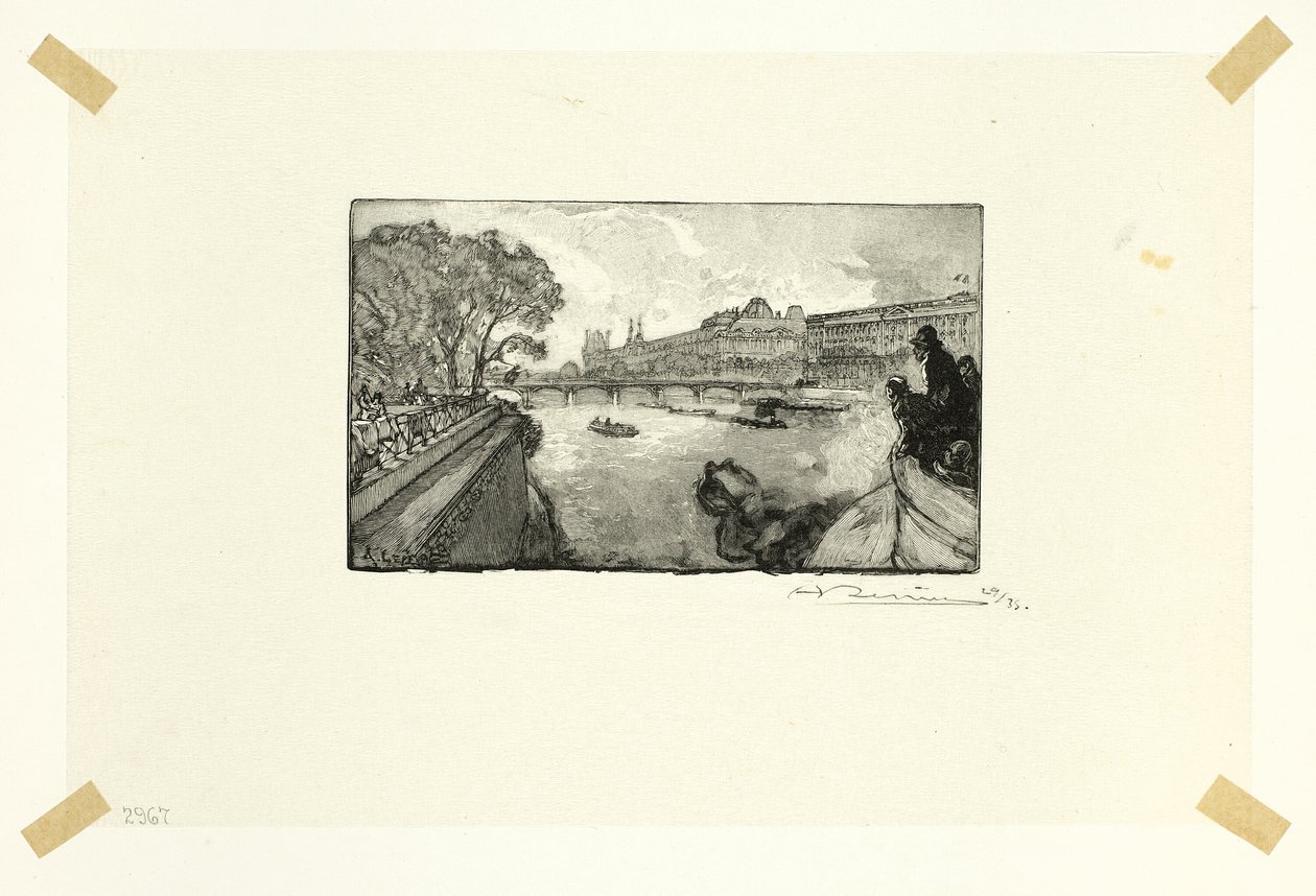 Il Louvre, visto dal Pont-Neuf, tredicesima tavola da Le Long de la Seine et des Boulevards da Louis Auguste Lepère