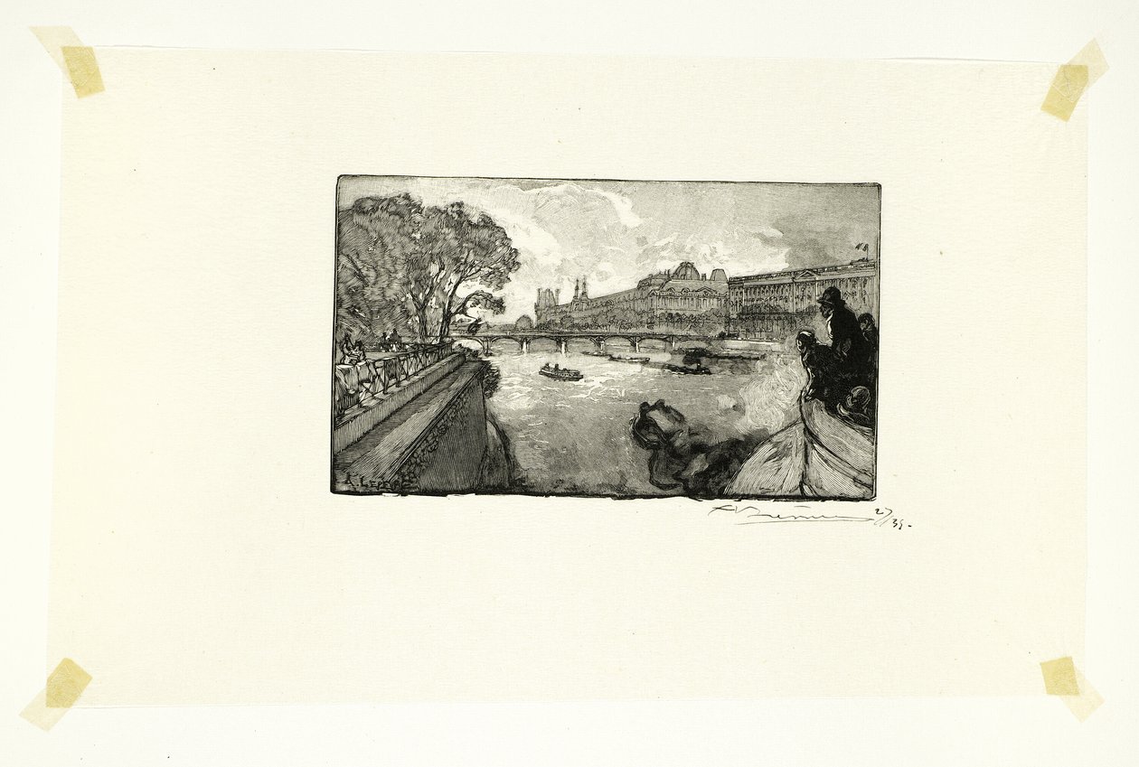 Il Louvre, visto dal Pont-Neuf, tredicesima tavola da Le Long de la Seine et des Boulevards da Louis Auguste Lepère