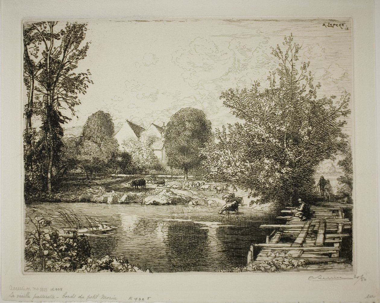La vecchia passerella, le rive del Petit Morin da Louis Auguste Lepère