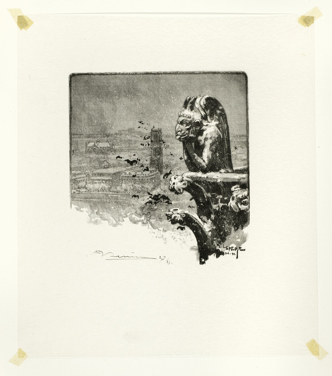 Il vampiro di Notre-Dame, tavola 9 da Le Long de la Seine et des Boulevards da Louis Auguste Lepère