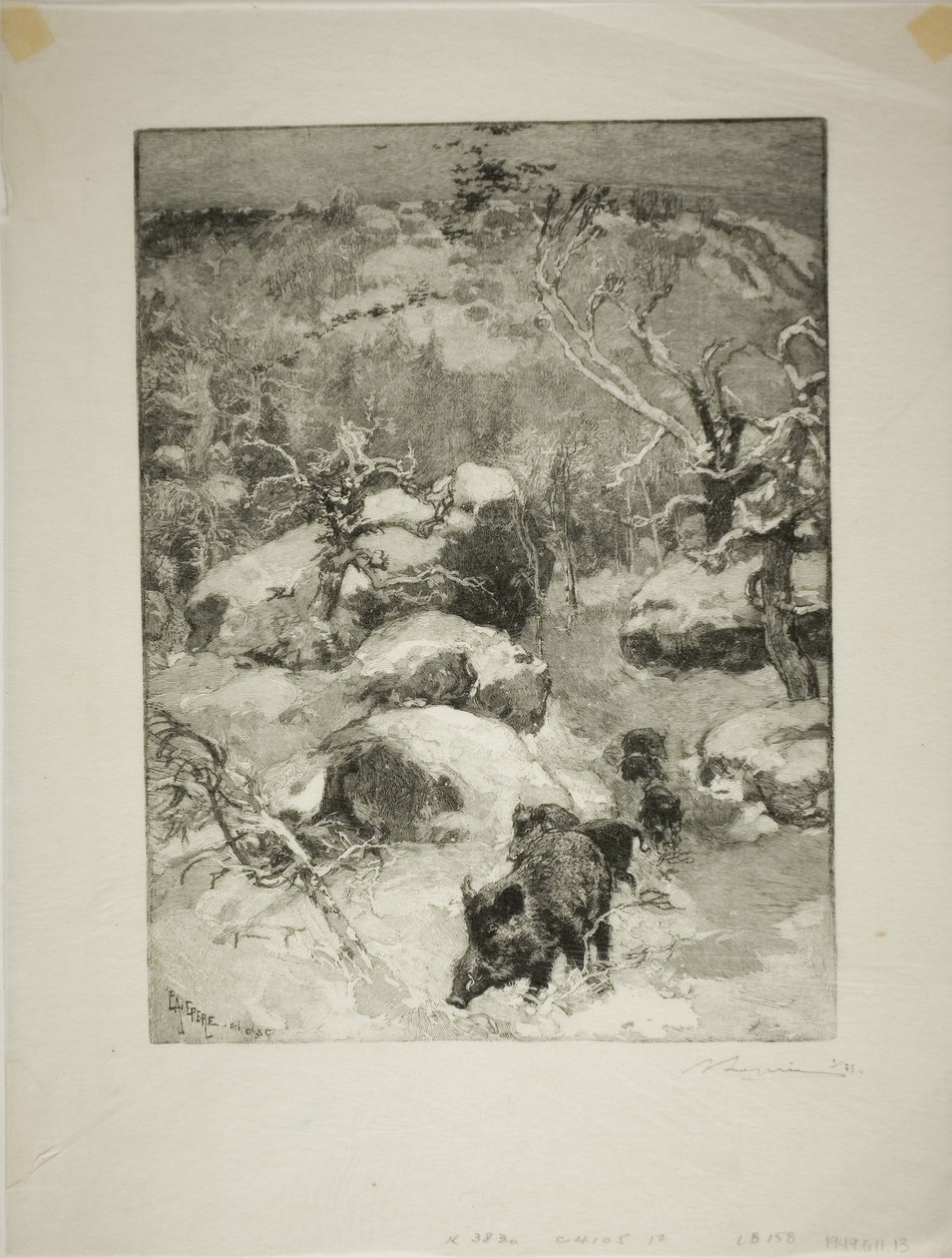 Inverno: falesia di Cuvier-Châtillon da Louis Auguste Lepère