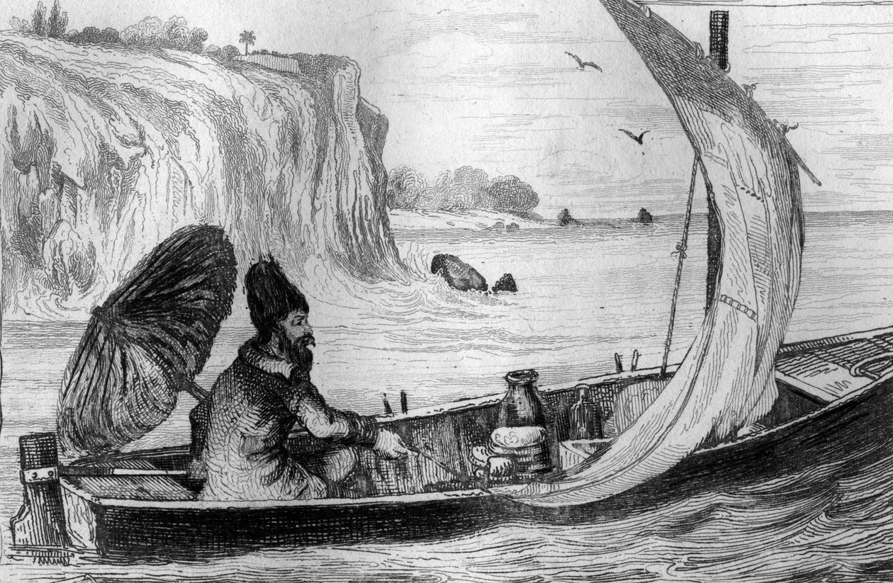 Sono stato trascinato dalla corrente incisione dopo il disegno di M. de Sainson per il libro di Daniel Defoe 
