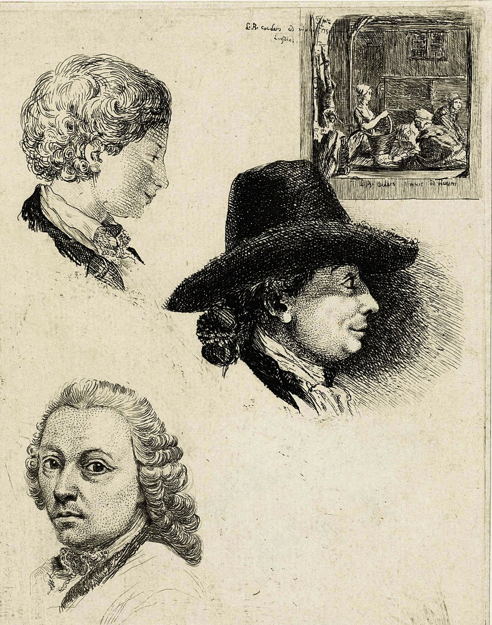 Coclers, L B, Foglio di studio con ritratti di Louis Bernard Coclers e famiglia (Rijksmuseum) da Louis Bernard Coclers