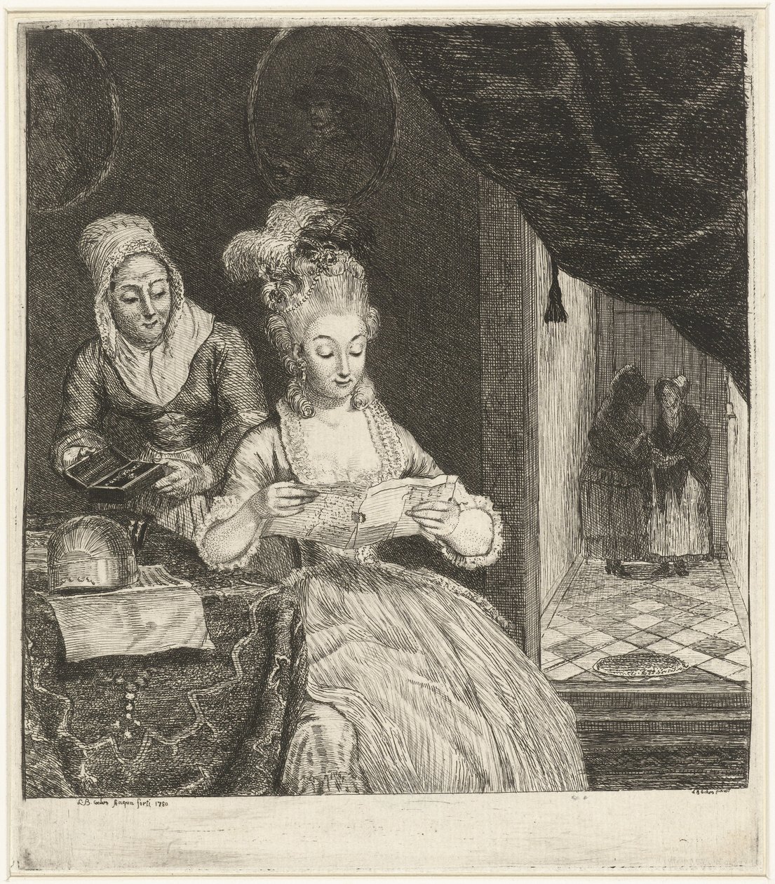 Giovane donna che legge una lettera da Louis Bernard Coclers