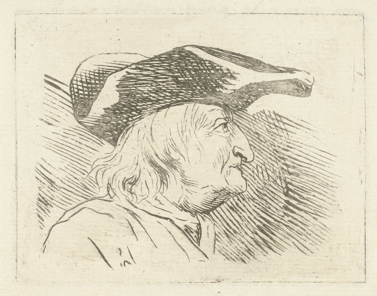 Testa di uomo con cappello di profilo a destra da Louis Bernard Coclers