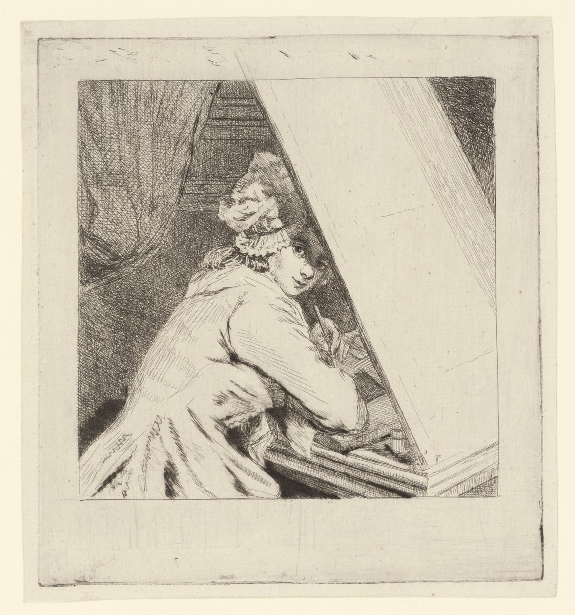 Ritratto di Marie-Lambertine Coclers, con vetro di foglia da Louis Bernard Coclers
