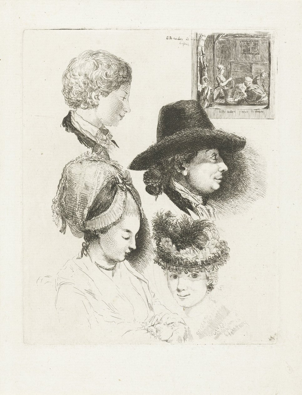 Foglio di studio con ritratti di Louis Bernard Coclers e la sua famiglia da Louis Bernard Coclers