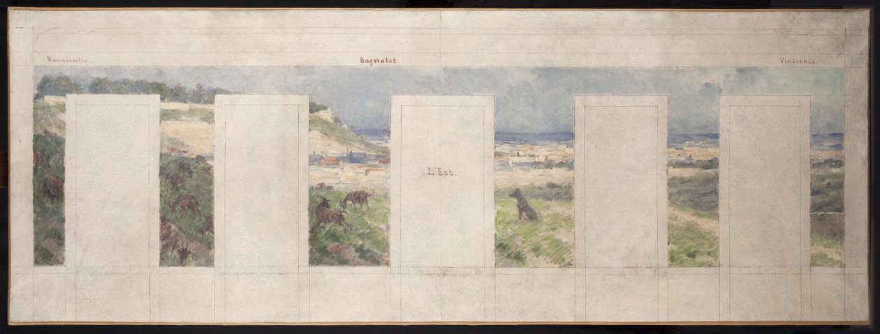 Schizzo per il municipio di Bagnolet: Vista dei dintorni di Bagnolet (est) da Louis Beroud