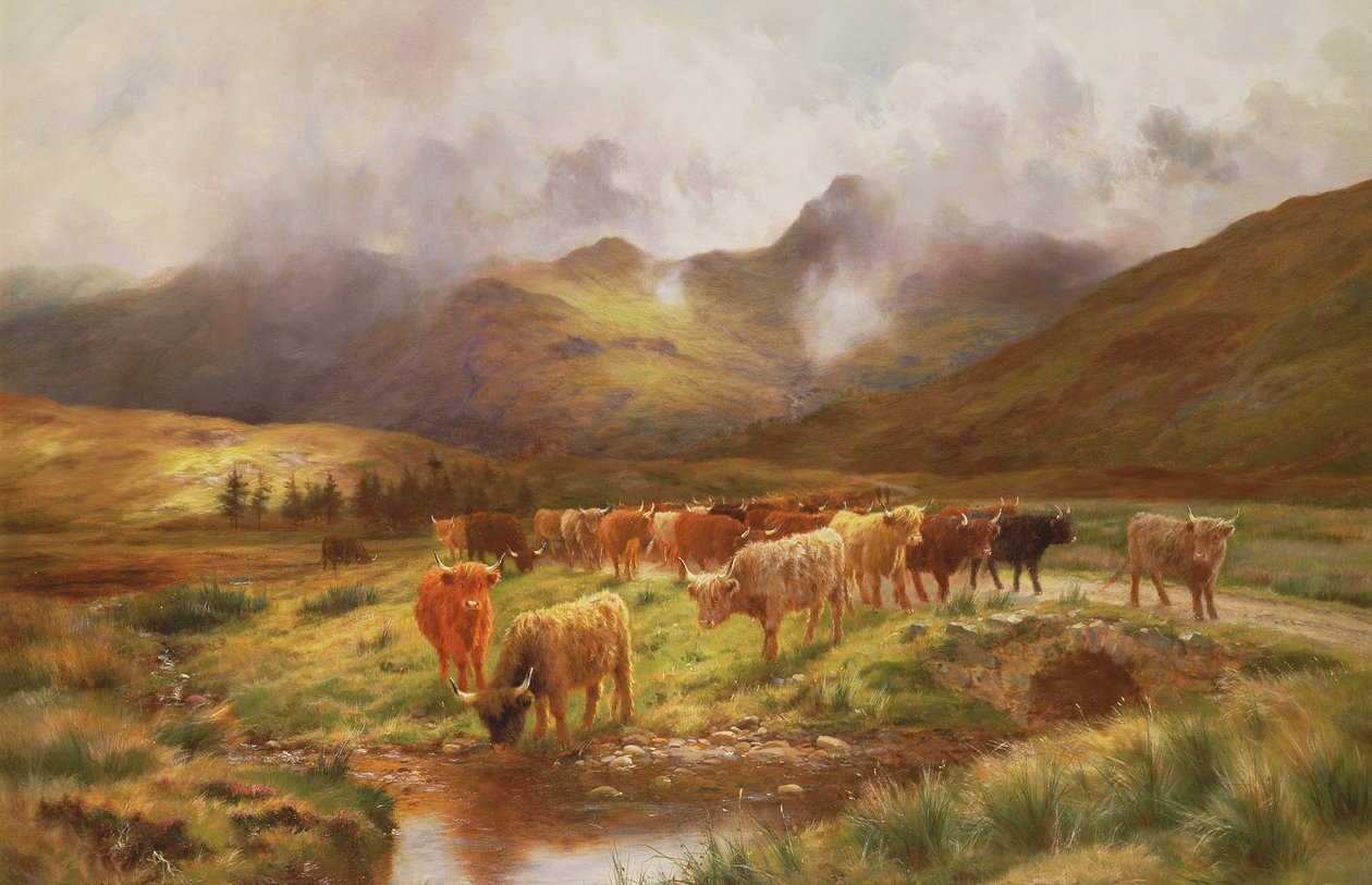 Una mandria delle Highlands a Strathfillan, Perthshire da Louis Bosworth Hurt