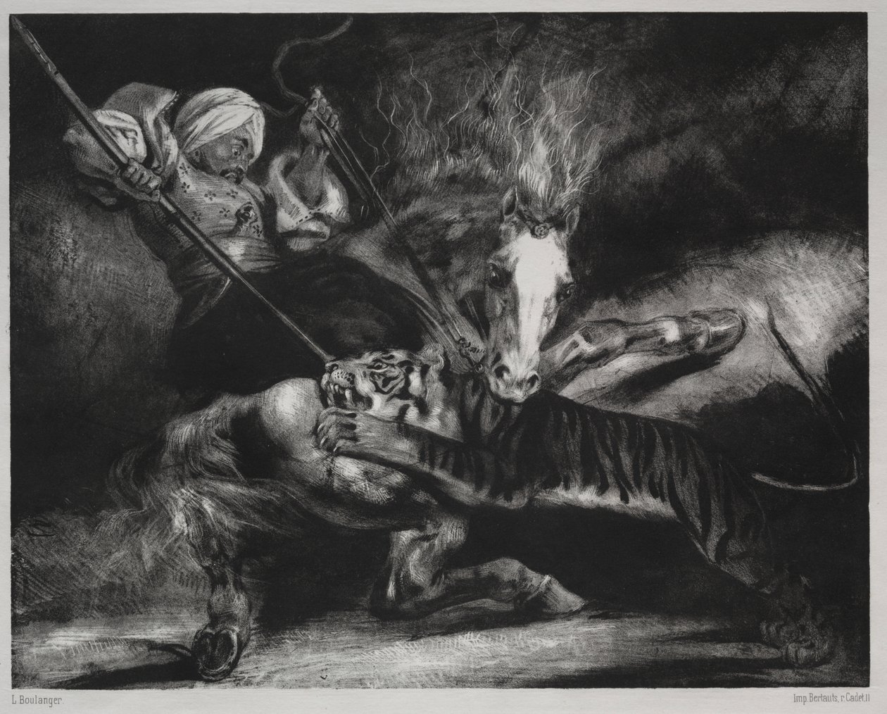 Un attacco di una tigre da Louis Candide Boulanger
