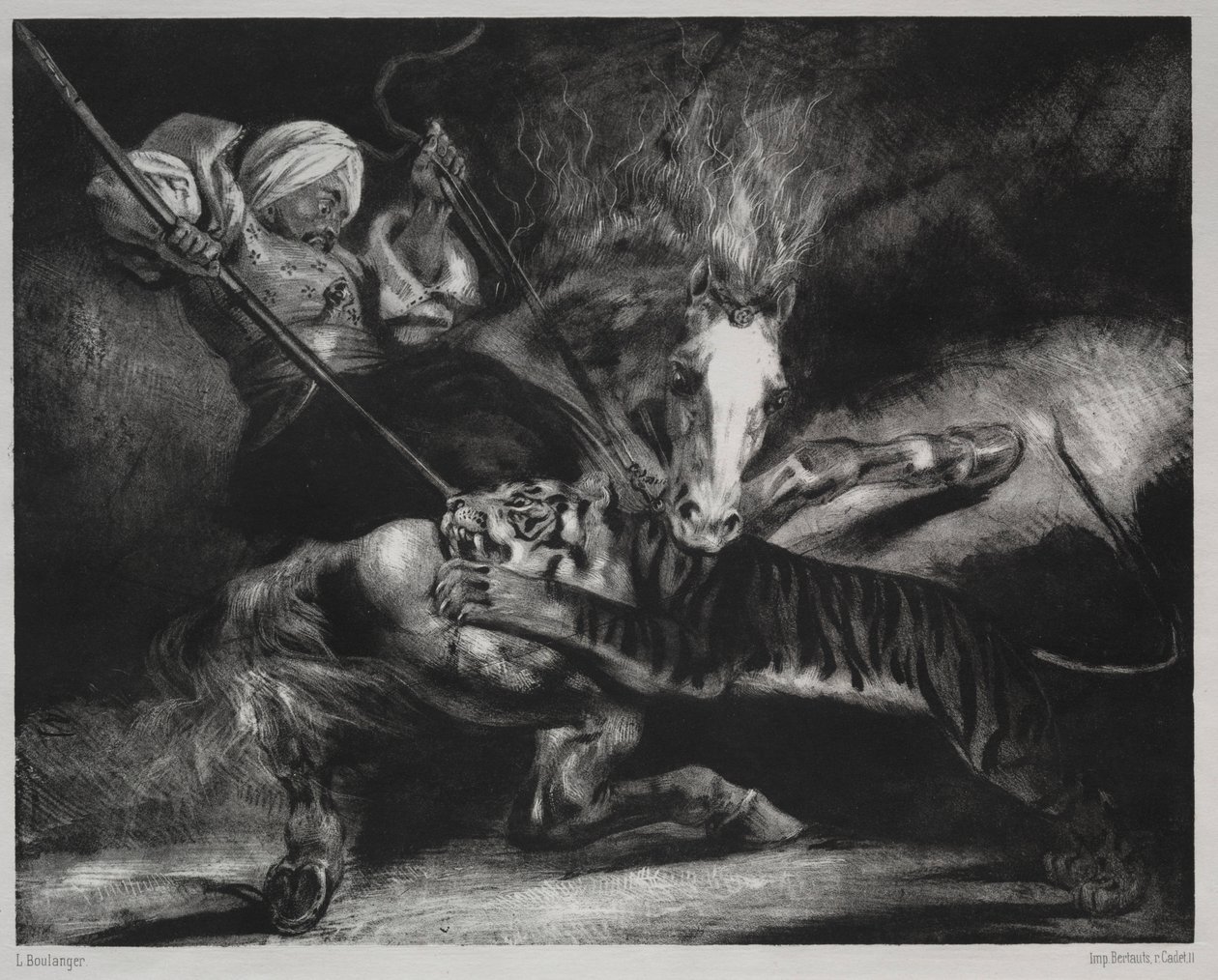 Un attacco di una tigre da Louis Candide Boulanger