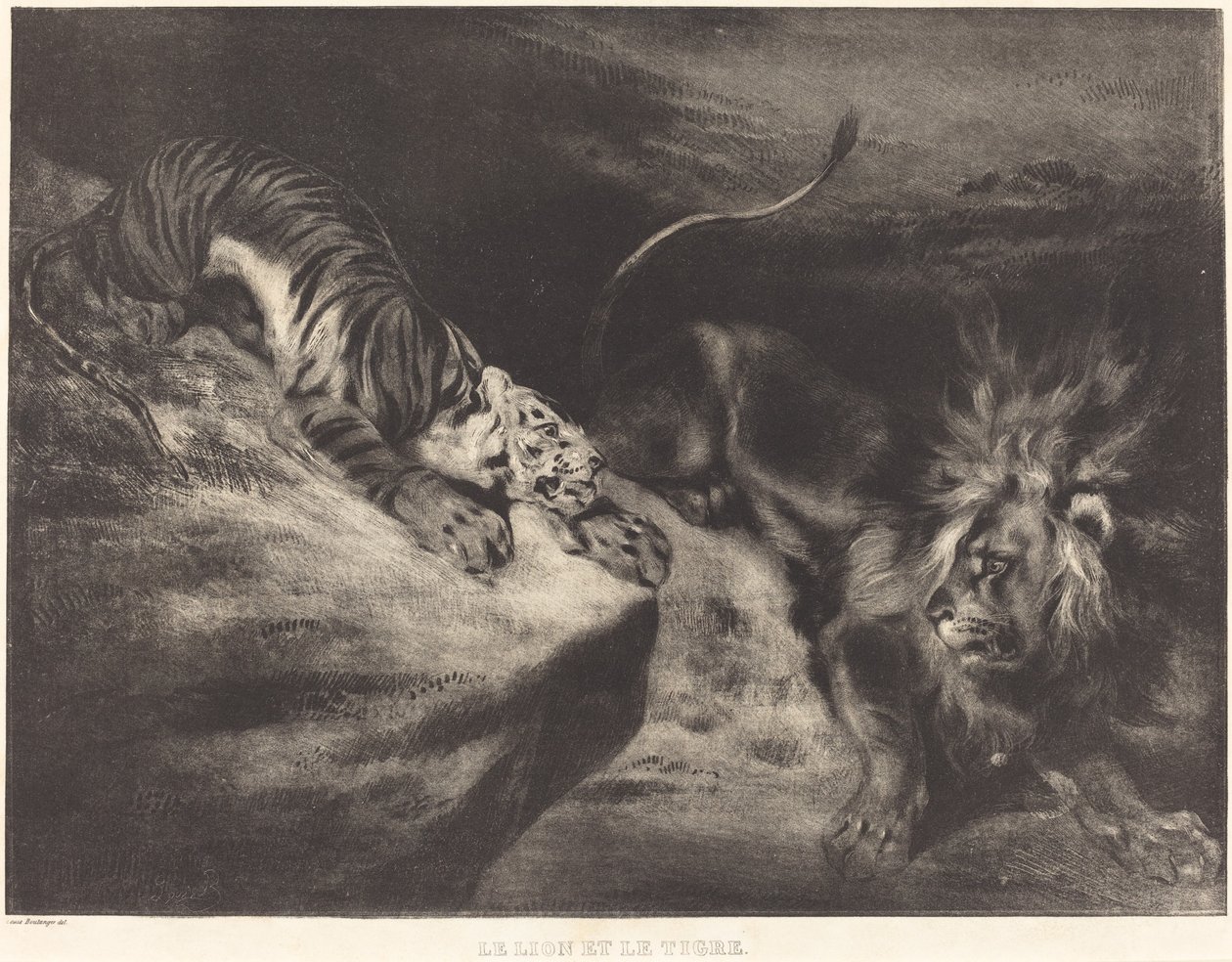 Il Leone e la Tigre da Louis Candide Boulanger after Eugène Delacroix
