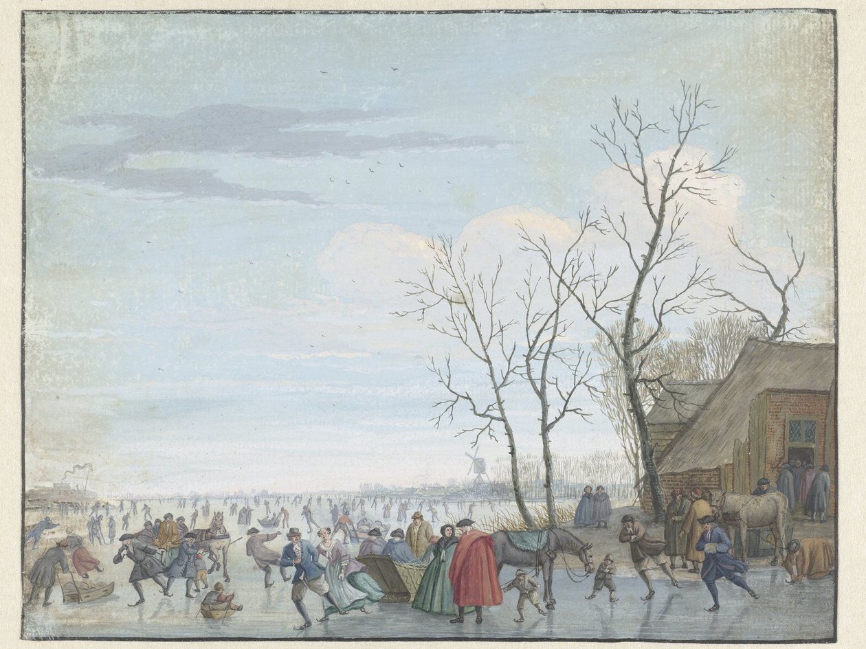 Paesaggio invernale con divertimenti sul ghiaccio da Louis Chalon