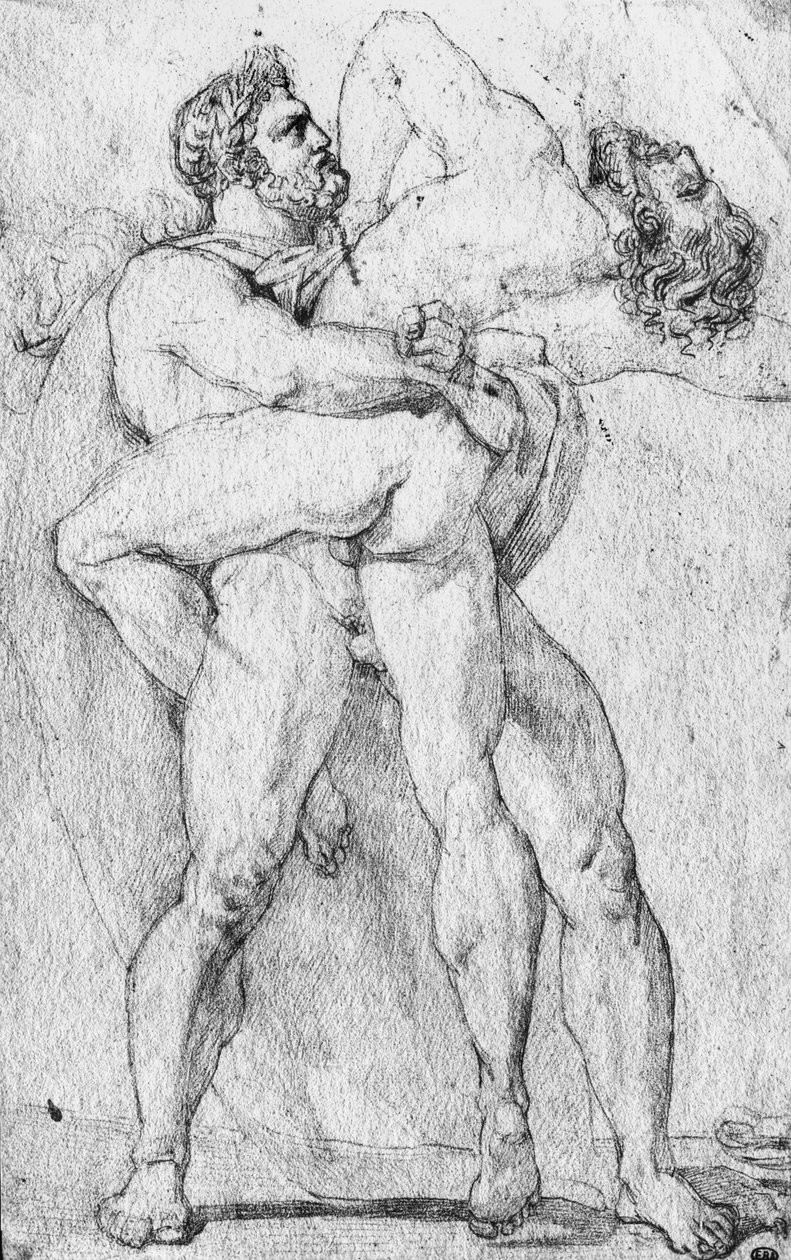 Ercole strangola Anteo da Louis Charles Auguste Couder