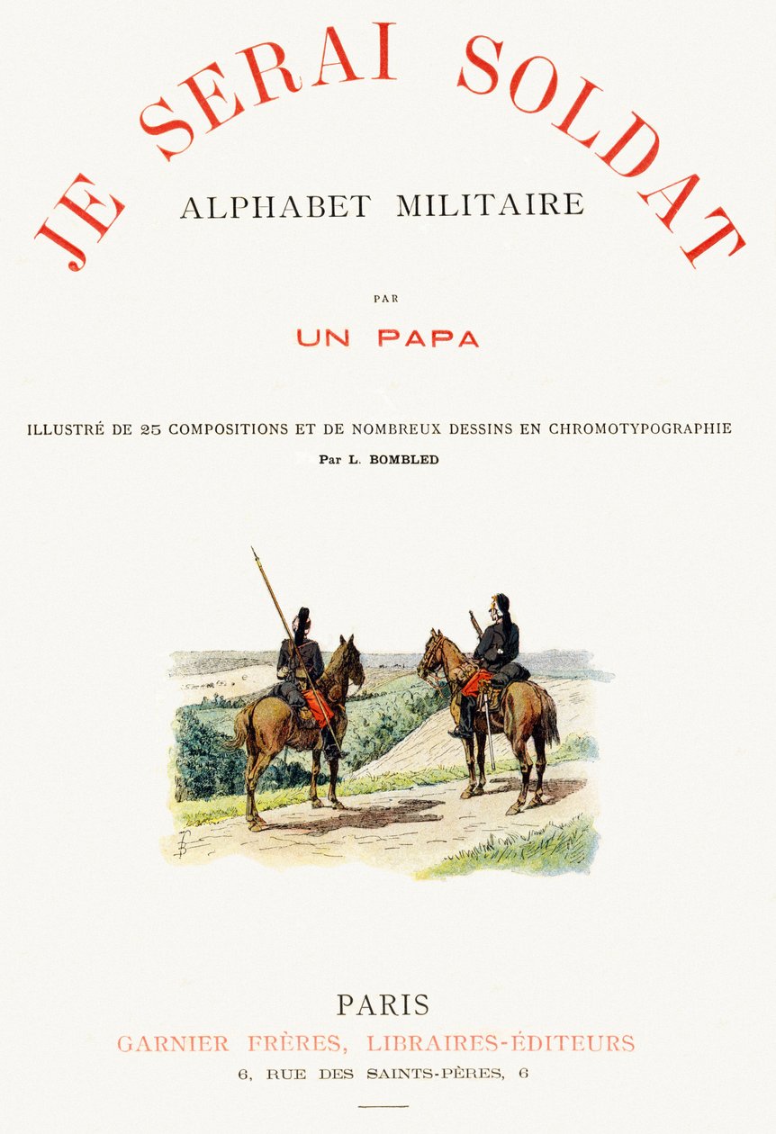 Copertina di "Je serai soldat" (Sarò soldato) - Alfabeto militare da Louis Charles Bombled