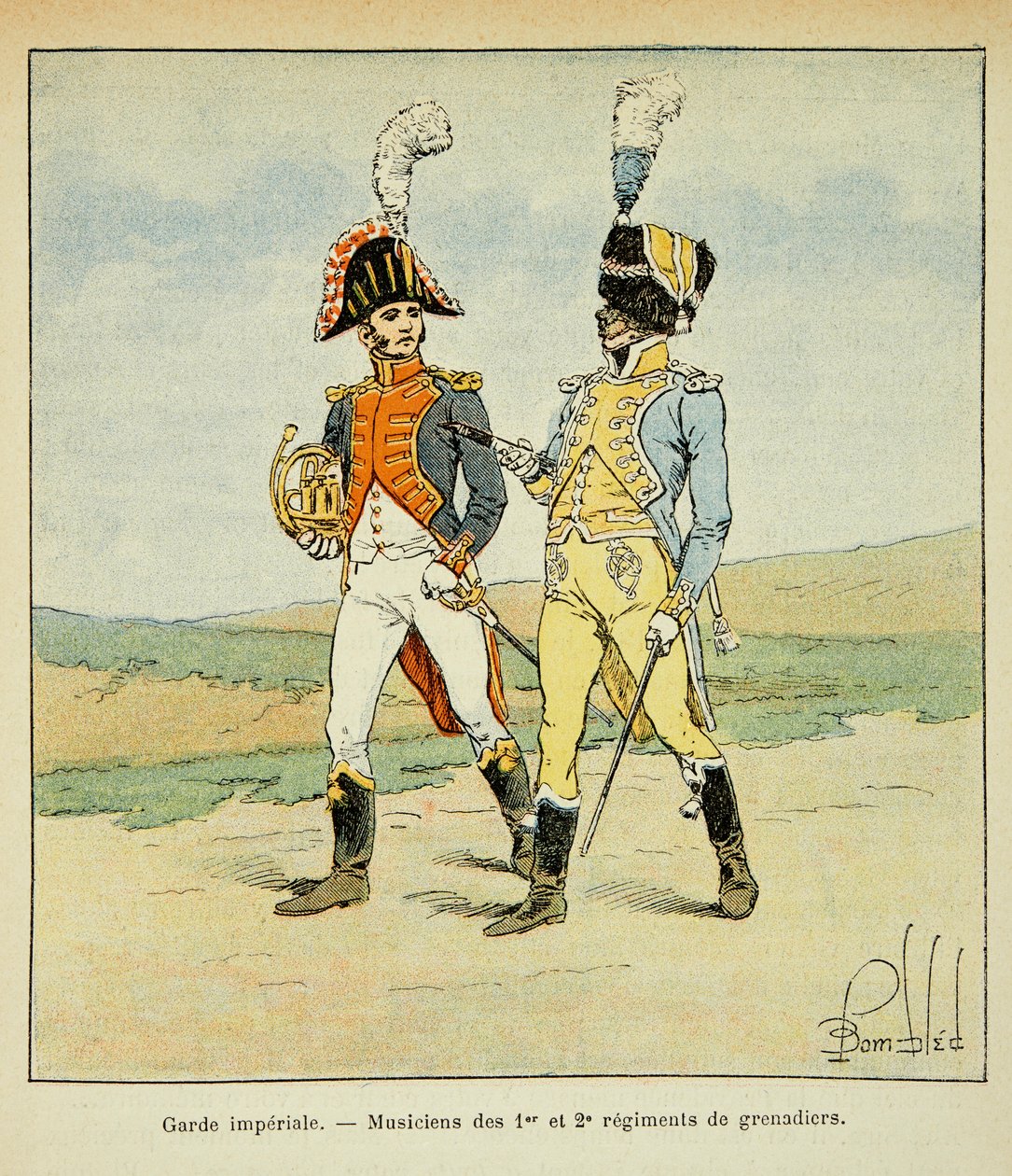 Guardia Imperiale: Musicisti del 1° e 2° reggimento di granatieri, Collezione Privata da Louis Charles Bombled