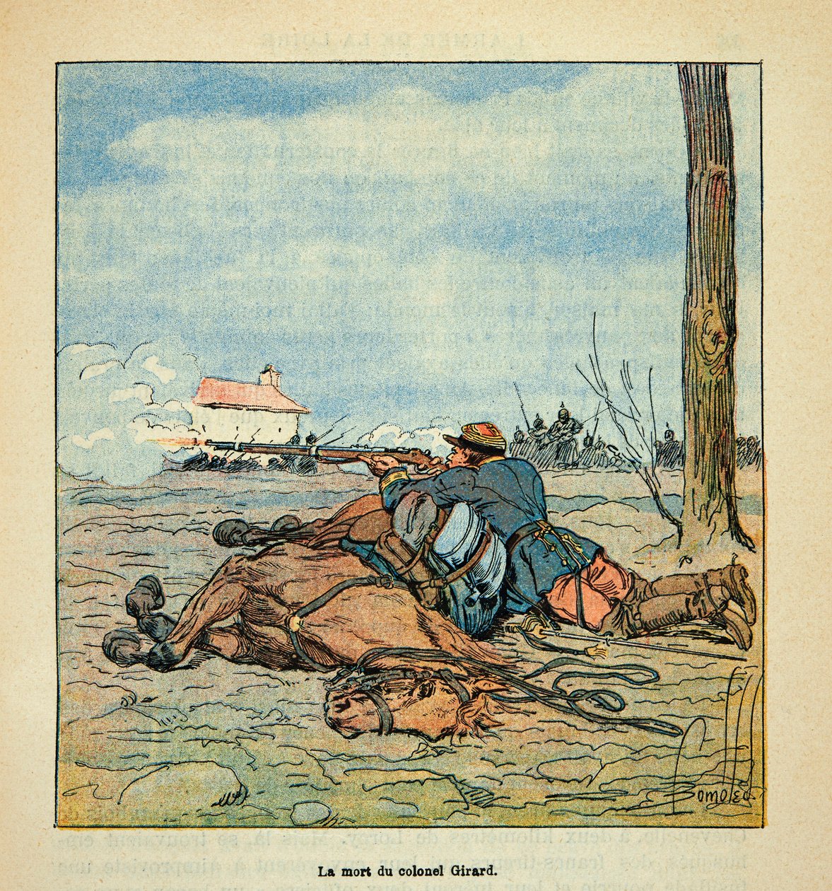 Morte del colonnello Girard durante i combattimenti di Neuville aux Bois nel novembre 1870 da Louis Charles Bombled