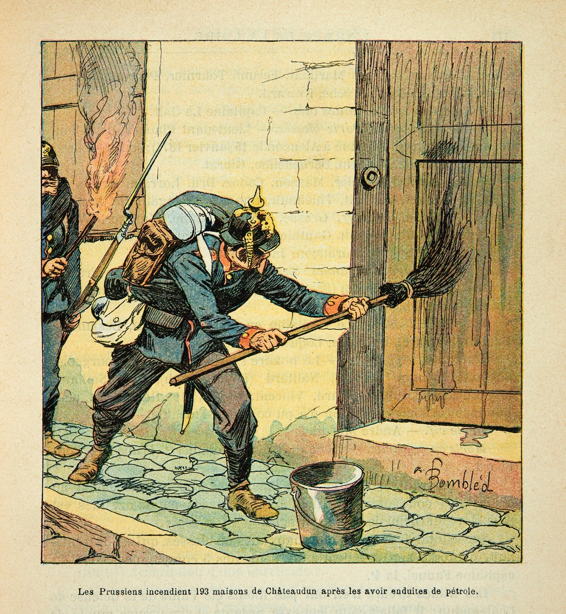 I prussiani incendiano 193 case dopo la cattura della città di Chateaudun, dopo averle cosparse di olio in ottobre da Louis Charles Bombled