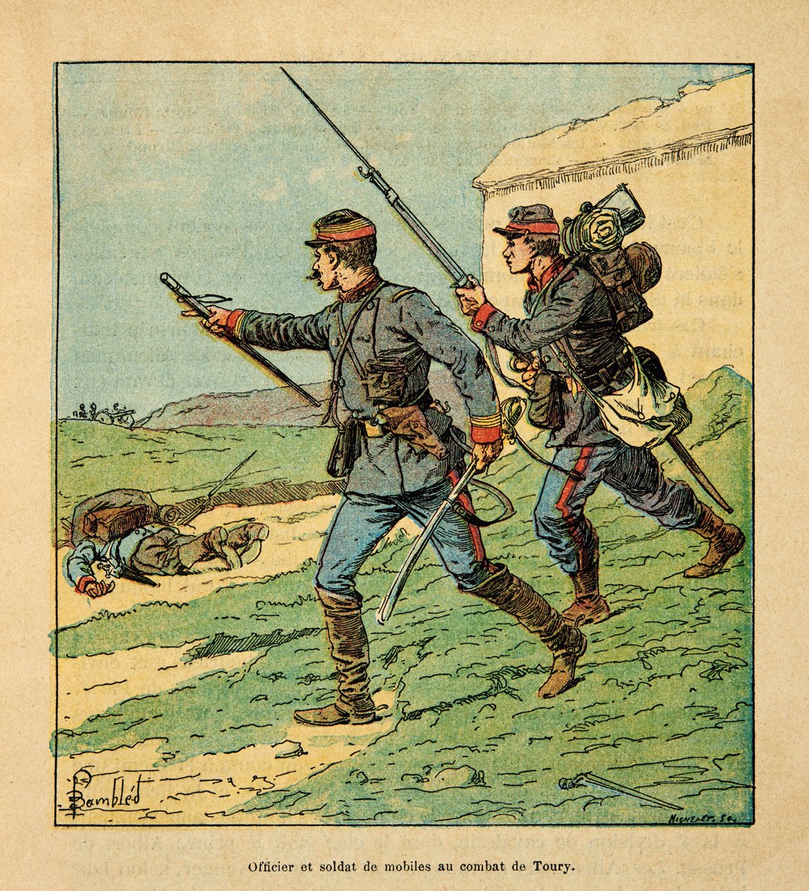 Ufficiale e mobile del Cher nella battaglia di Toury (Eure et Loire) il 5 ottobre 1870, Collezione privata da Louis Charles Bombled