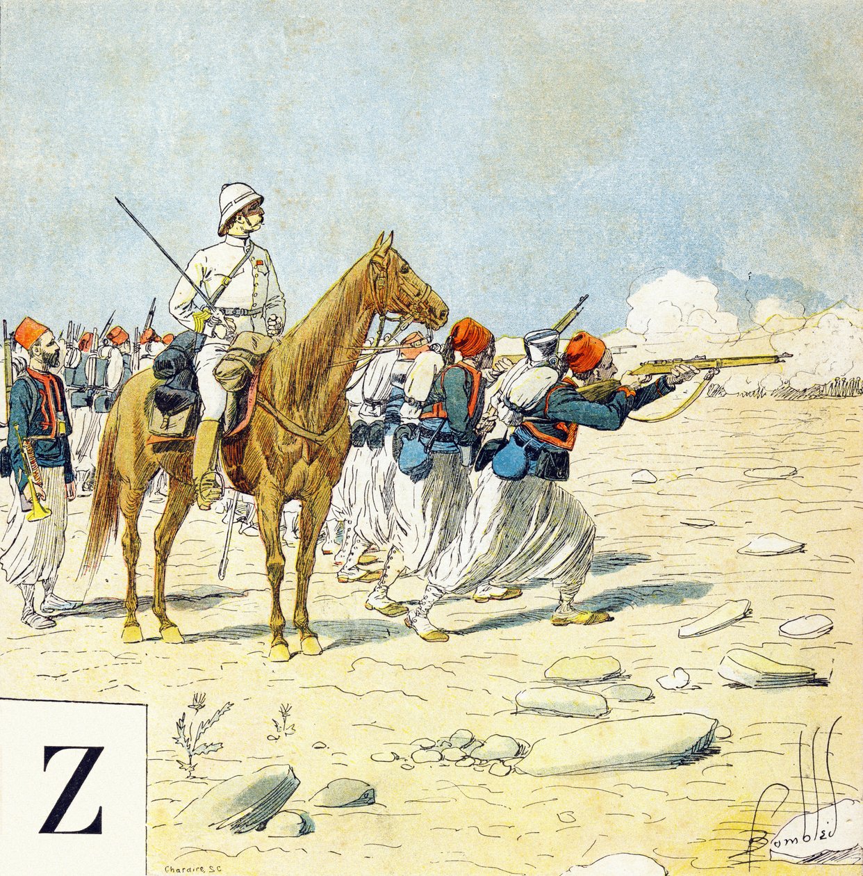 Lettera Z: Zuavi, "Sarò soldato" - Alfabeto militare da Louis Charles Bombled
