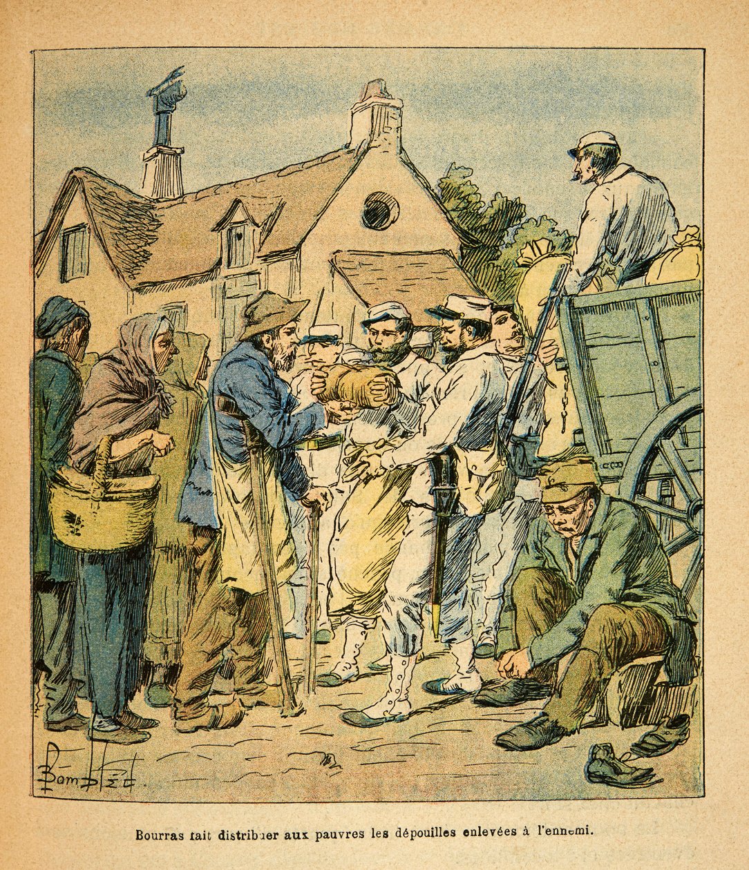 I motivi del colonnello Bourras distribuiti ai poveri i resti sottratti al nemico da Louis Charles Bombled