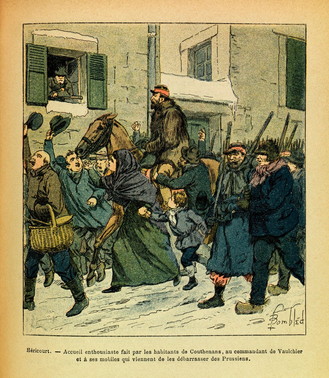Gennaio 1871, Hericourt, entusiasmo degli abitanti di Couthenans per il comandante Vaulchier e i suoi uomini da Louis Charles Bombled