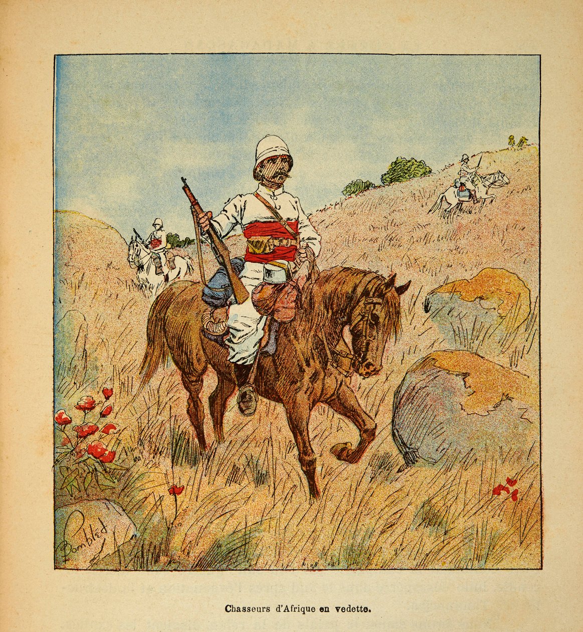 La guerra in Madagascar - Storia aneddotica delle spedizioni francesi del 1885-1895 di Henri Galli dit Galllichet (1854-1922), illustrata da Louis Bombled (1862-1927): Cacciatore d
