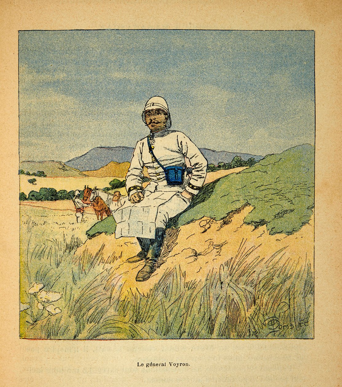La guerra in Madagascar-Storia aneddotica delle spedizioni francesi del 1885-1895 di Henri Galli, illustrato da Louis Bombled: Ritratto del generale Voyron (1838-1921) da Louis Charles Bombled