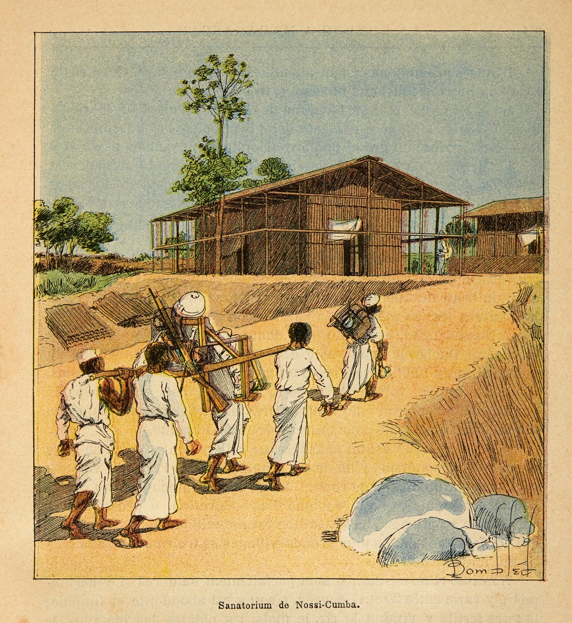 La guerra in Madagascar-Storia aneddotica delle spedizioni francesi del 1885-1895 di Henri Galli detto Galllichet (1854-1922), illustrato da Louis Bombled (1862-1927): Un sanatorio a Nossi-Cumba nel XIX secolo, Collezione parziale da Louis Charles Bombled