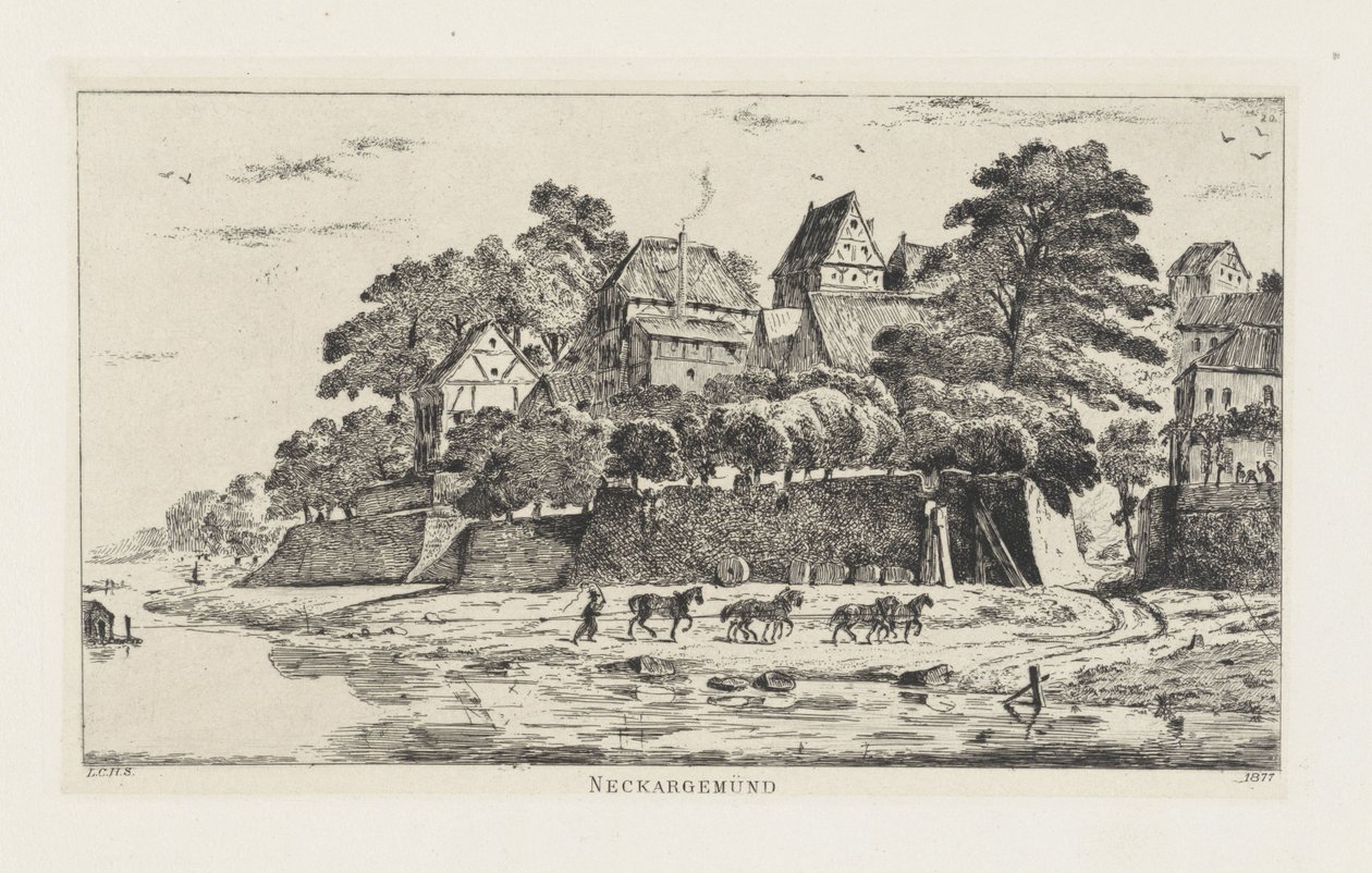 Veduta di Neckargemünd (Baden-Württemberg) da Louis Charles Hora Siccama