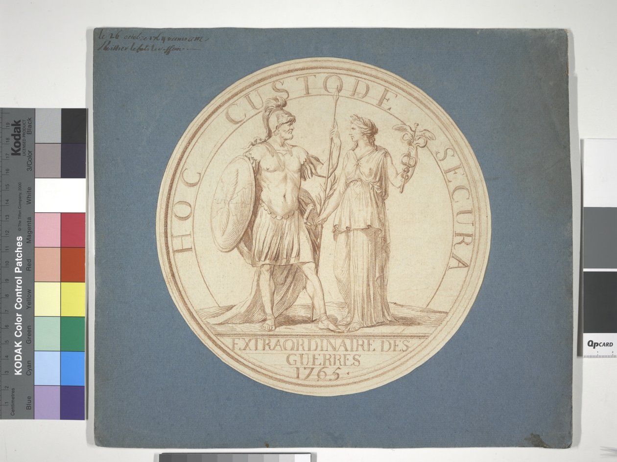 Design della medaglia, Guerra e Pace: HOC CUSTODE SECURA da Louis Claude (attr. to) Vassé