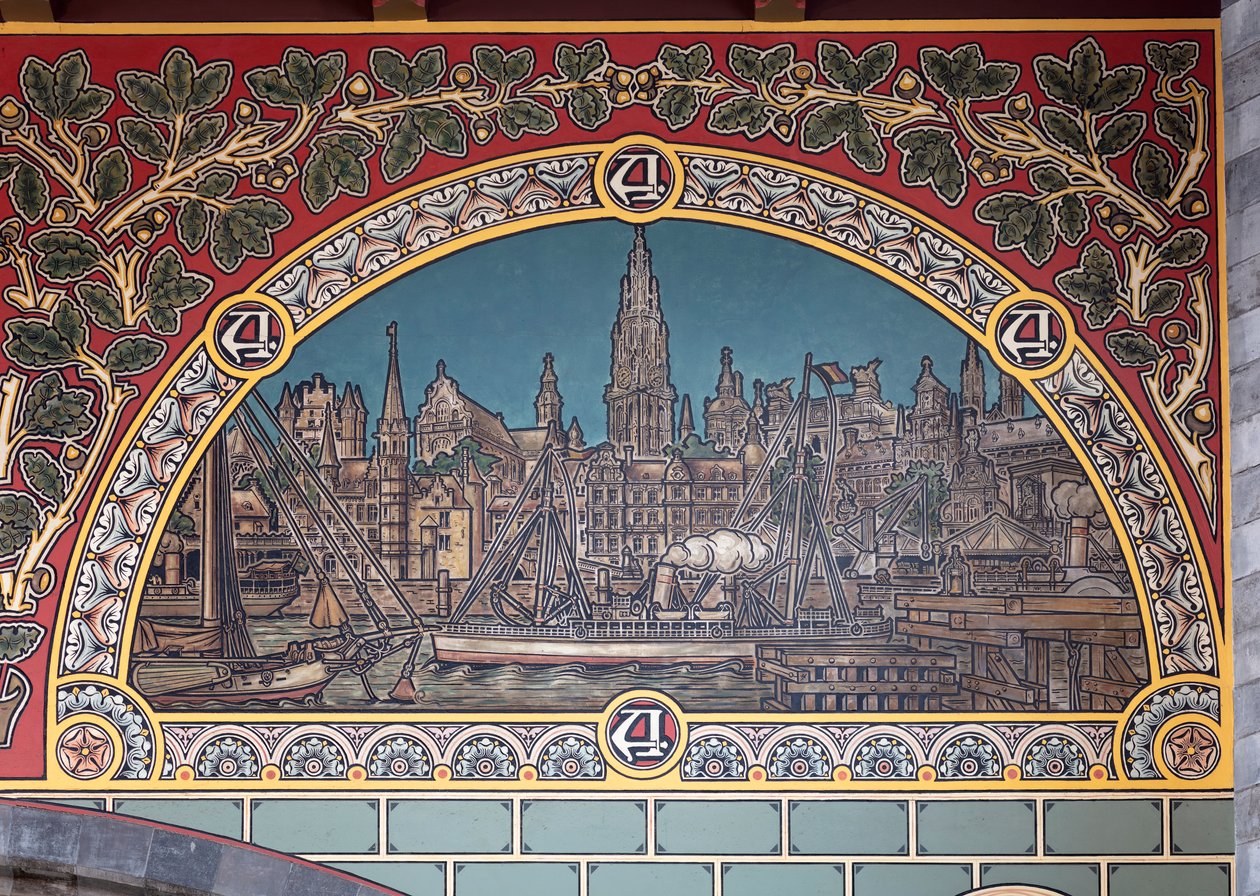 Edificio della stazione ferroviaria (Sint-Pietersstation). Interno. 1912. La sala d