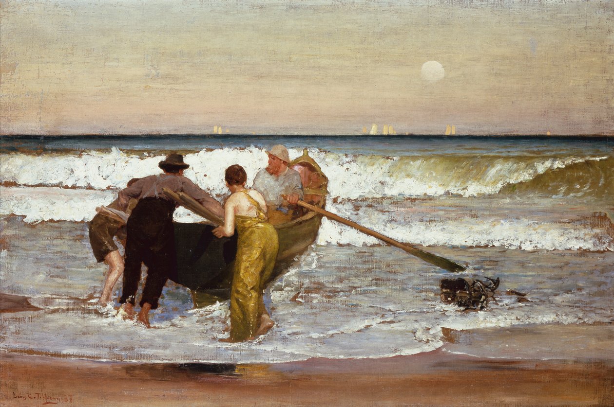 Spingendo fuori dalla barca, Sea Bright, New Jersey da Louis Comfort Tiffany