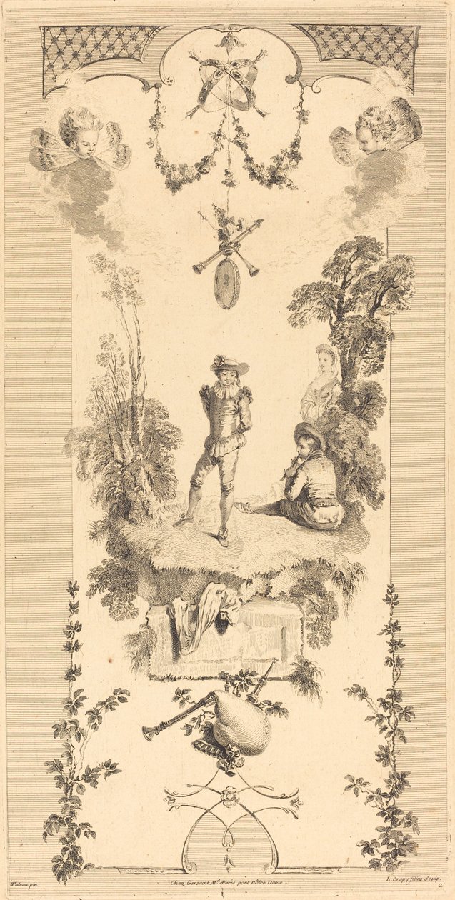 Pastore che danza al suono di un flauto da Louis Crépy after Antoine Watteau