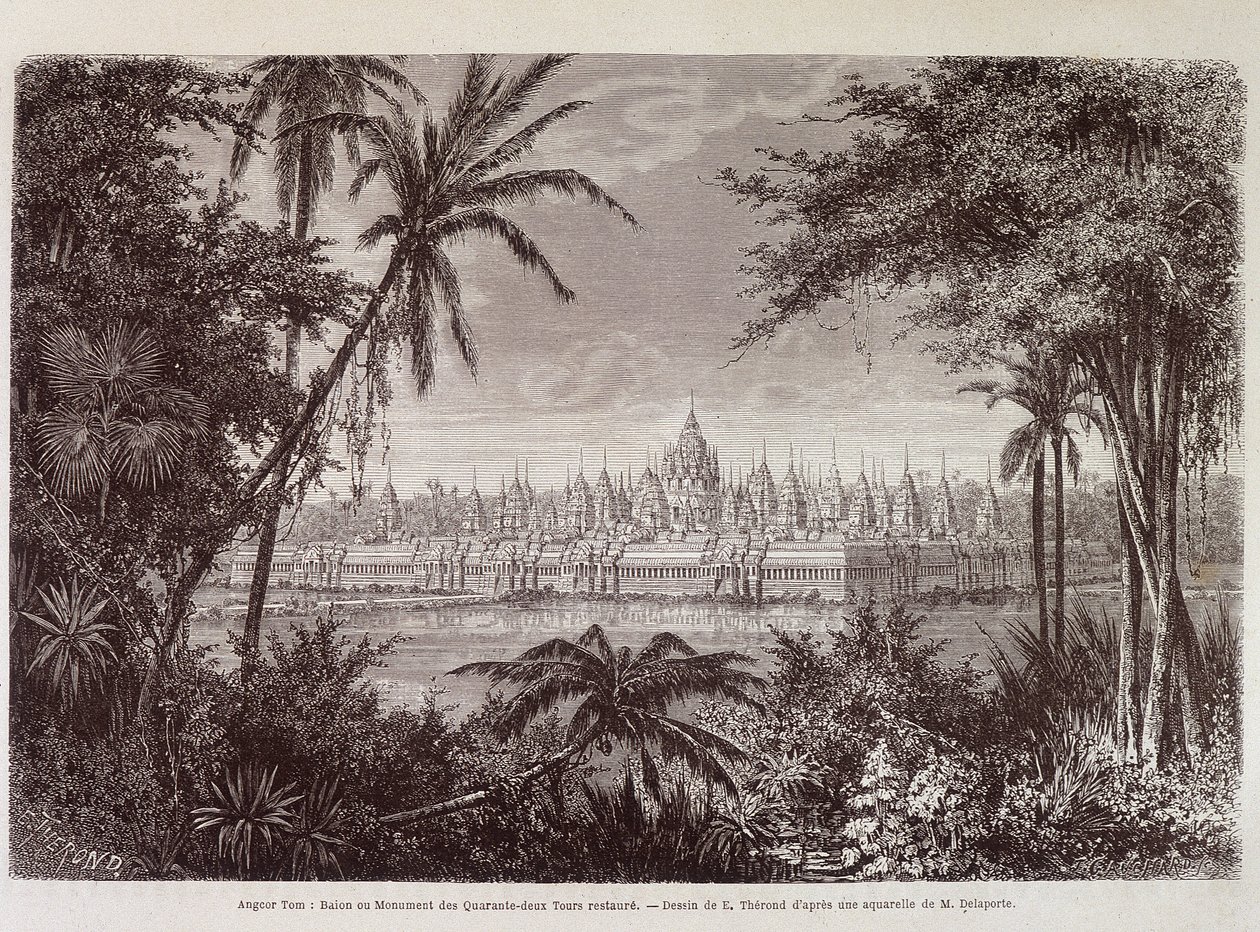 Vista di Angkor Thom intorno al 1870 - in "Viaggio in Cambogia" di Louis Delaporte, Parigi da Louis Delaporte