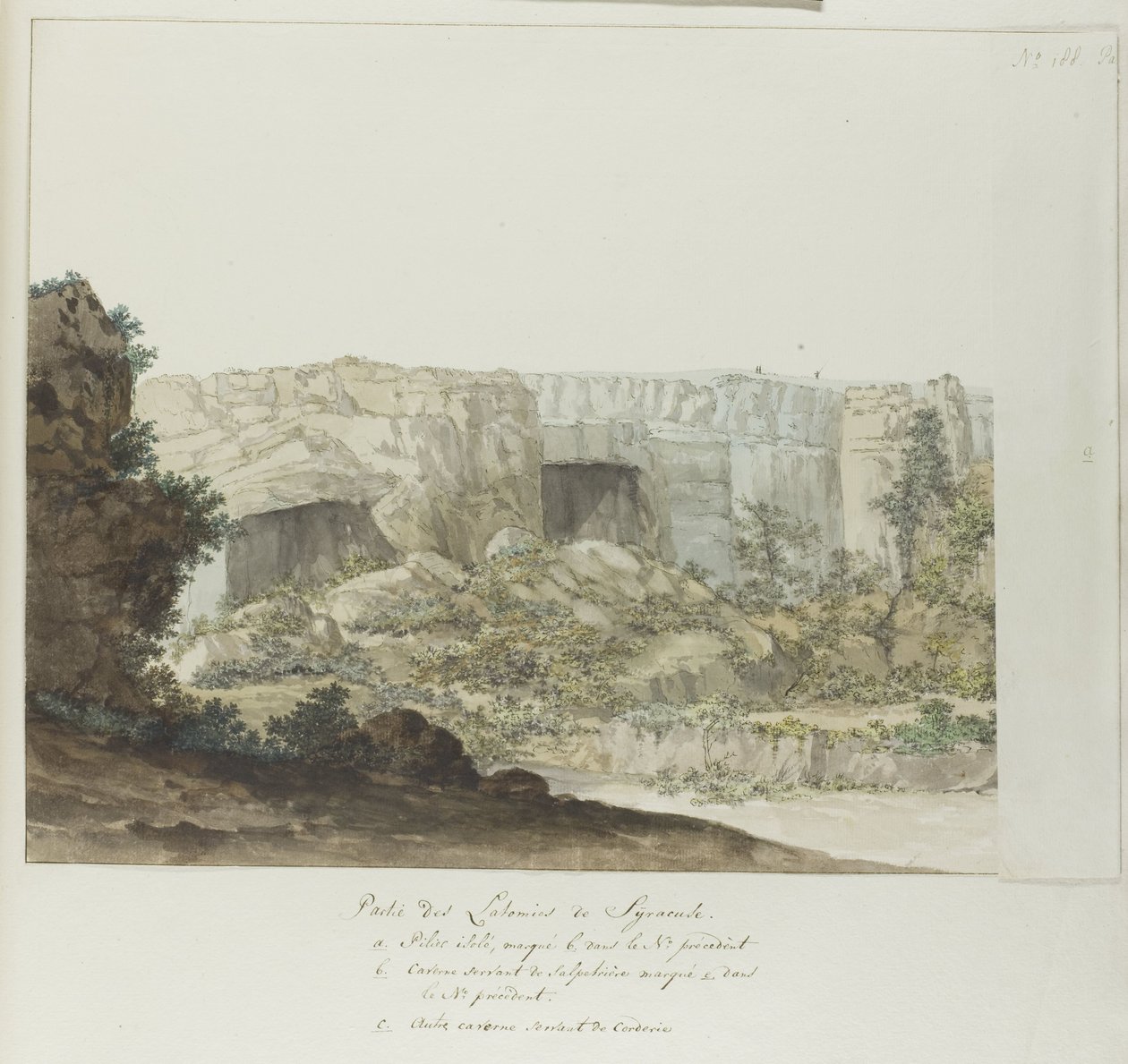 Parte delle Latomie di Siracusa (Voyage en Italie, en Sicile et à Malte - 1778) da Louis Ducros