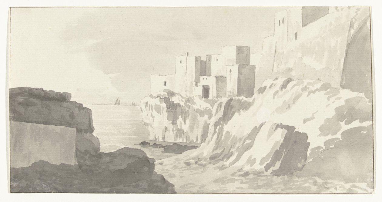 Veduta di Polignano (Voyage en Italie, en Sicile et à Malte - 1778) da Louis Ducros