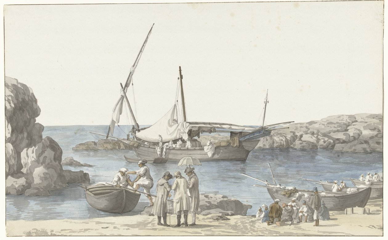 Veduta di Taranto e porto di Luogo Vivo (Voyage en Italie, en Sicile et à Malte- 1778) da Louis Ducros