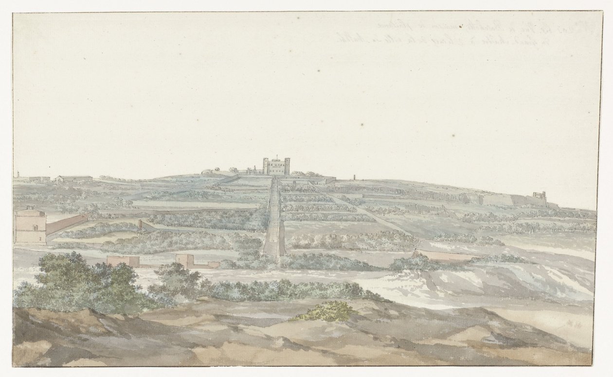 Veduta del palazzo Vedala del gran maestro, situato nel Boschetto a Malta da Louis Ducros