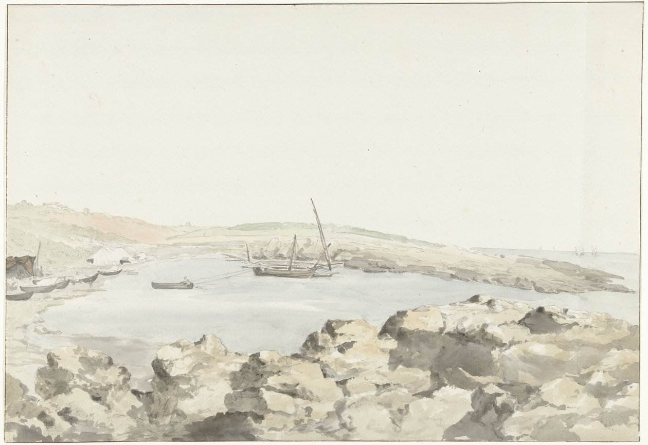 Veduta del porto di Luogo Vivo (Voyage en Italie, en Sicile et à Malte - 1778) da Louis Ducros