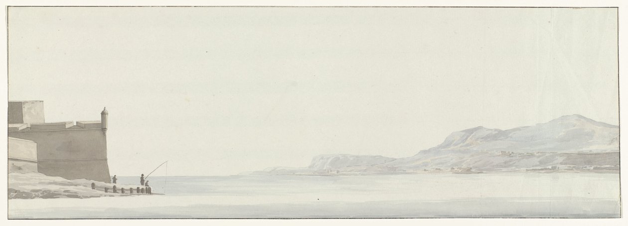 Veduta della costa della Calabria dal punto estremo della fortezza di Messina (Voyage en Italie, en Sicile et à Malte - 1778) da Louis Ducros