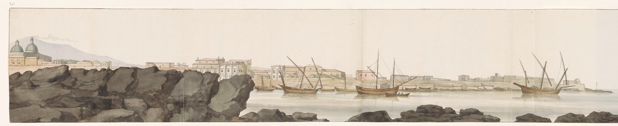 Veduta del porto di Catania da Louis Ducros