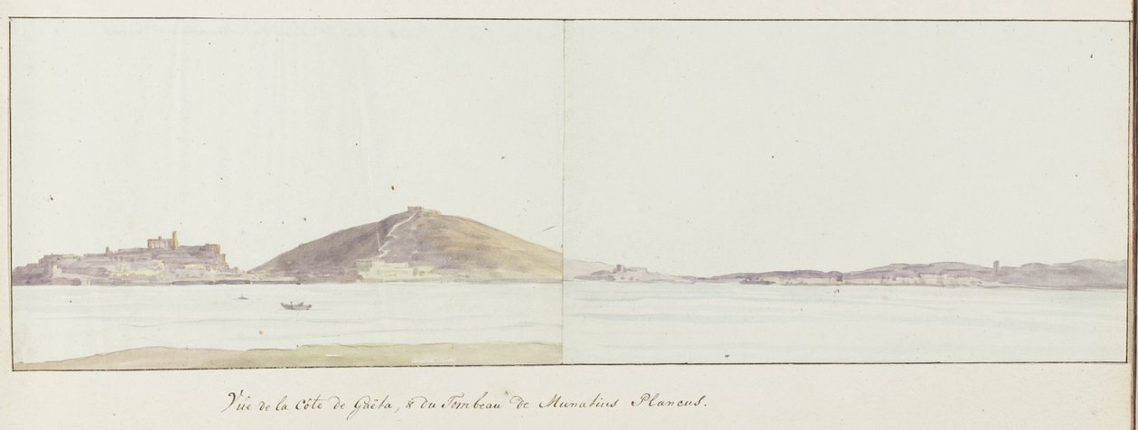 Veduta della costa di Gaeta e del mausoleo di Munatius Plancus da Louis Ducros